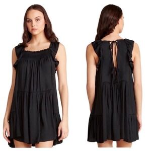 Free People Movement Want Your Love Black Smocked Mini Dress M Balletcore Boho